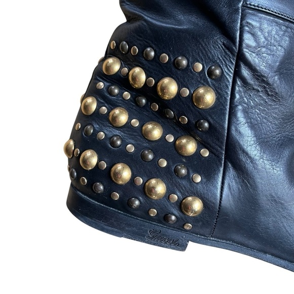 GUCCI Babouska Studded Knee High Tall Leather Boots - Picture 9 of 16